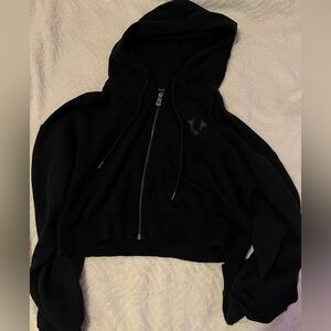 True Religion Black Cropped Hoodie Sweater